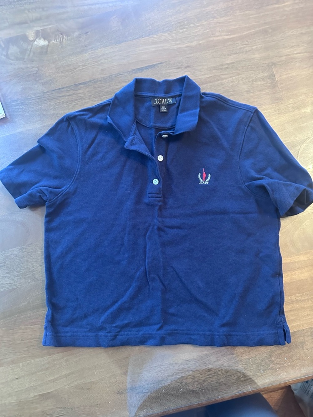 J. Crew Navy Cotton Polo with Embroidered Detail